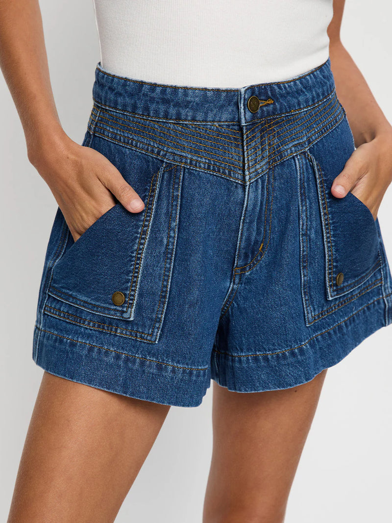 Celene denim short- indigo blue