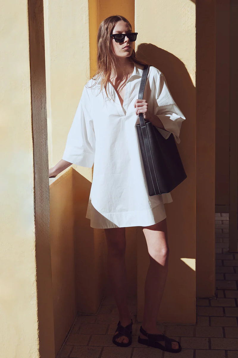 Claire mini shirt dress-white