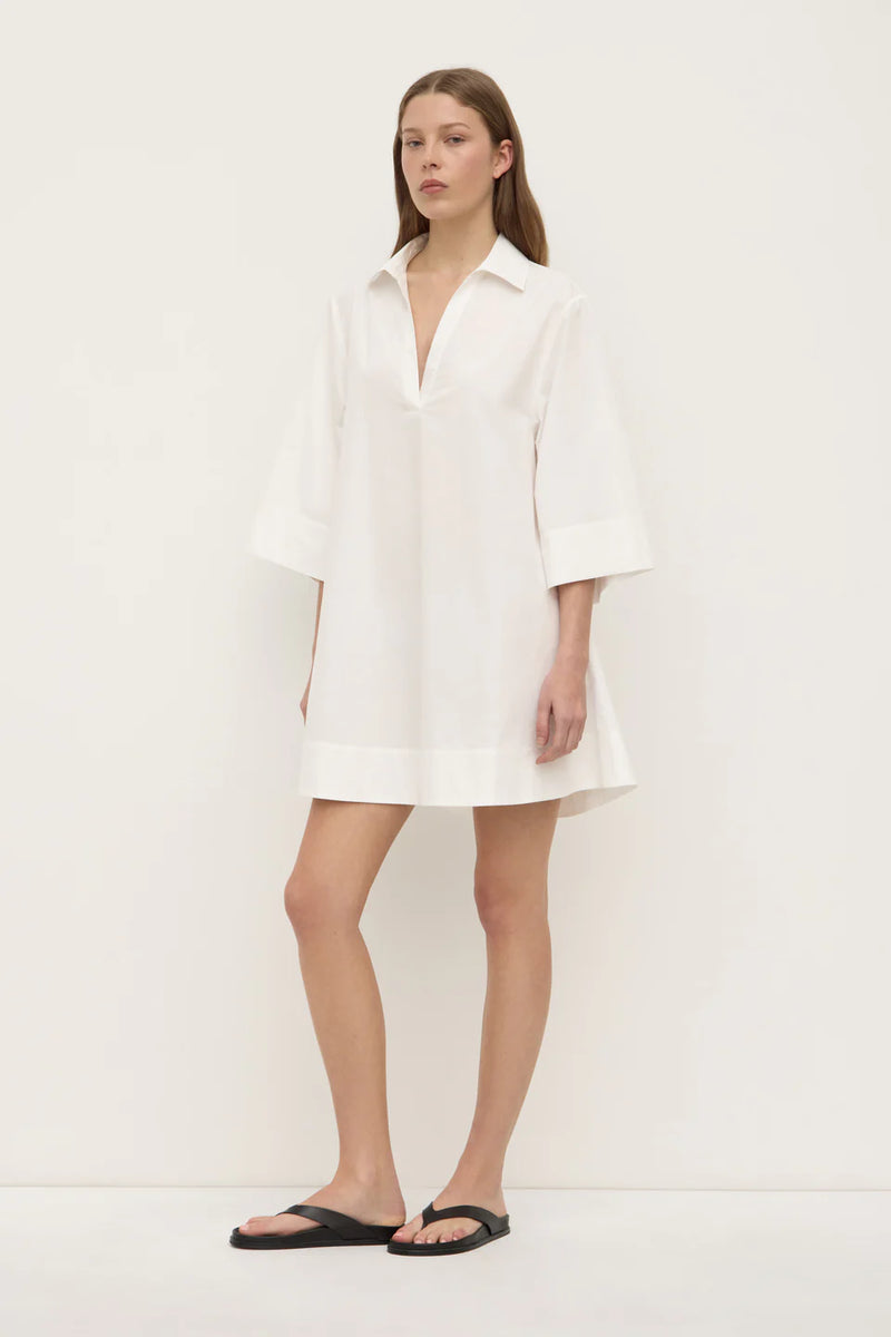 Claire mini shirt dress-white