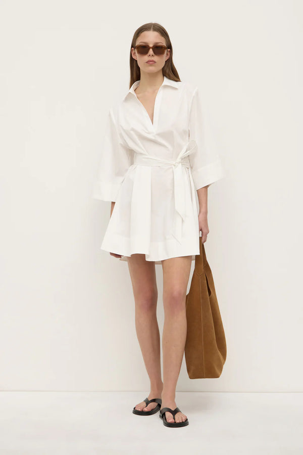 Claire mini shirt dress-white