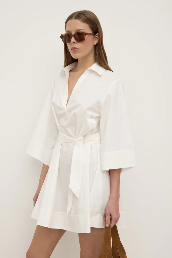 Claire mini shirt dress-white