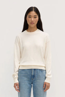 Cotton cashmere lounge sweater- cream