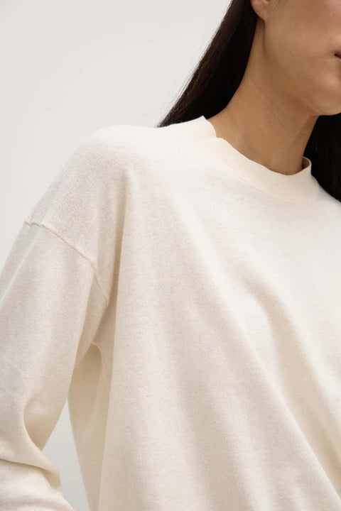 Cotton cashmere lounge sweater- cream