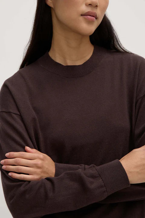 Cotton cashmere sweater- ganache