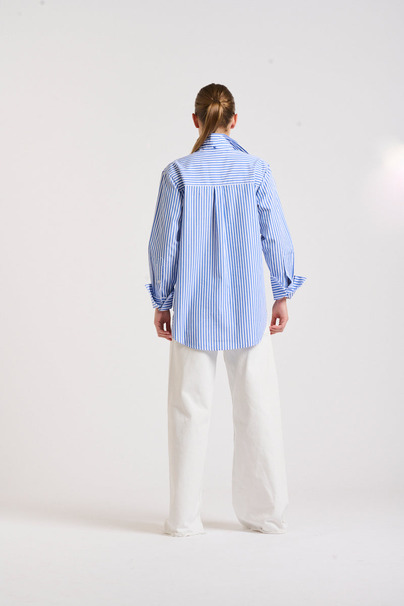 Elodie mid blue stripe shirt