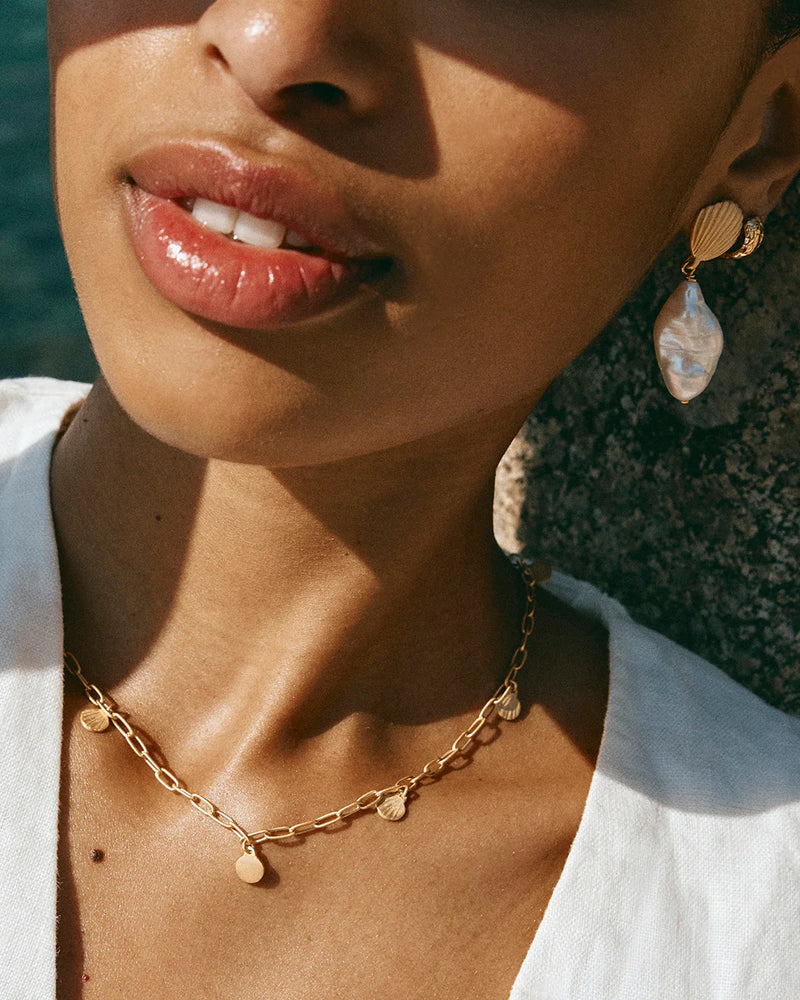 Golden beachcomber charm necklace