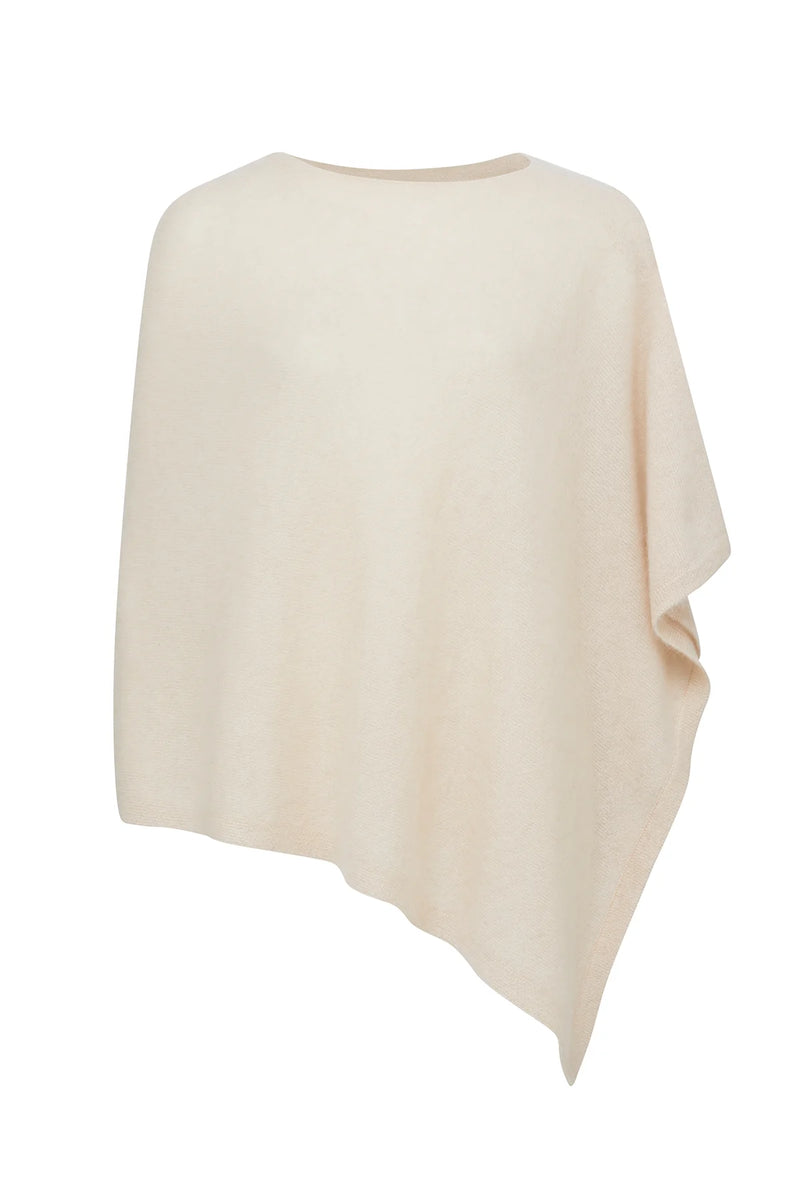 Brushed pure cashmere poncho-fawn
