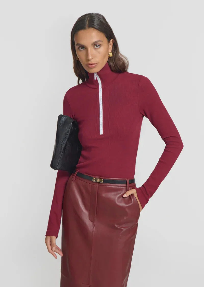 Woods rib turtleneck- sangria