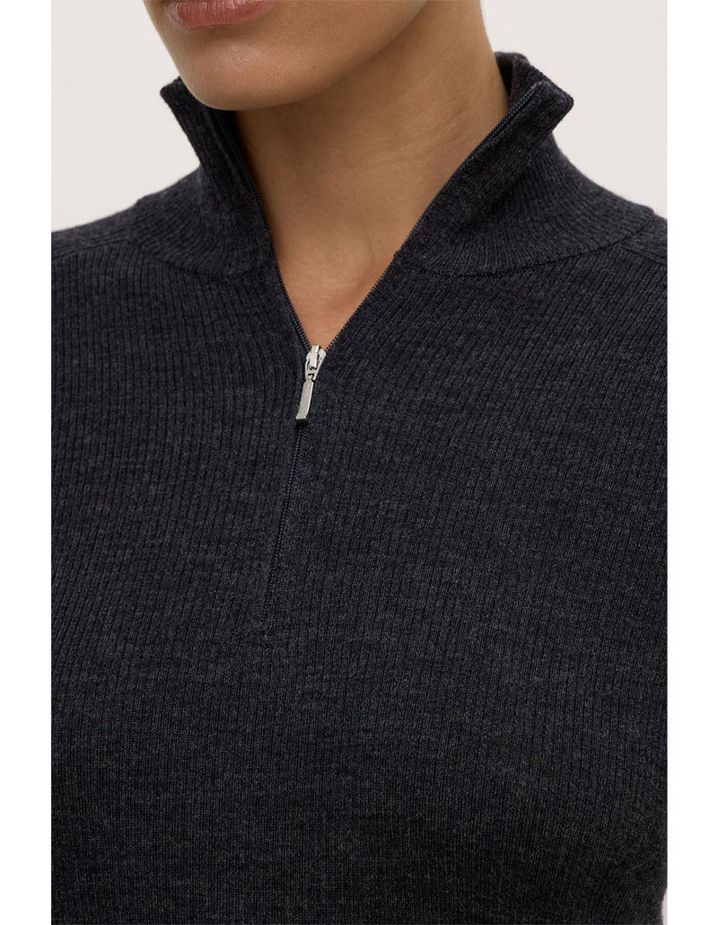 Laine 1/4 zip knit- charcoal marle