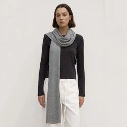 Wool cashmere rib scarf- grey marle