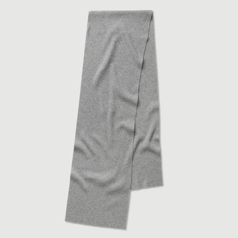 Wool cashmere rib scarf- grey marle