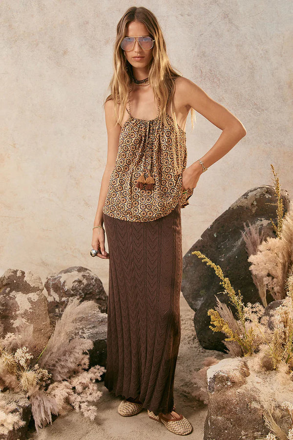 Lou Lou Midi Skirt-cocoa