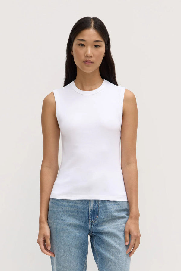 Antonia jersey tank-wht