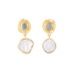 Aquamarine pearl drop earrings