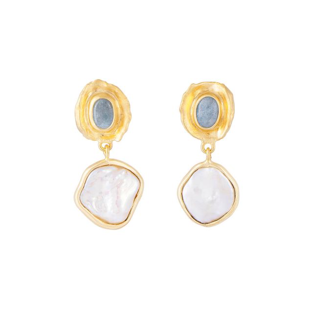Aquamarine pearl drop earrings