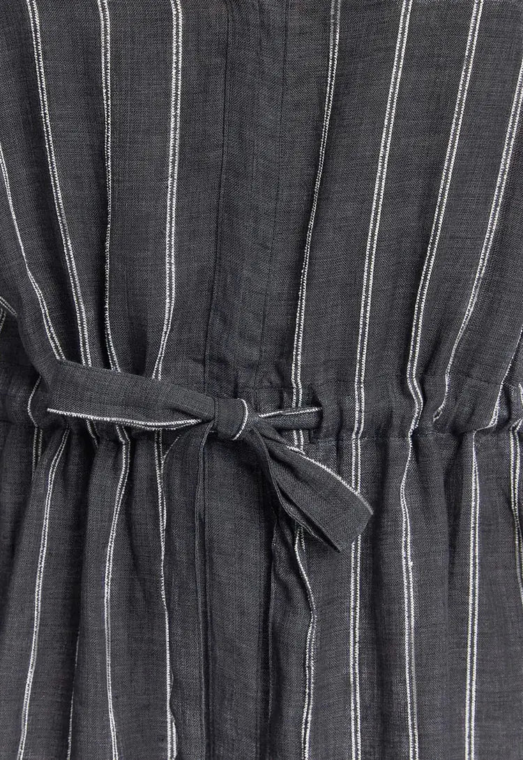 Vintage black and dusk dress- white stripe