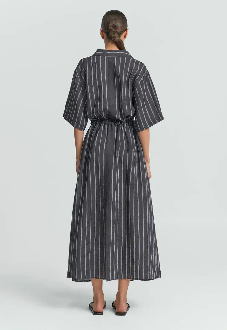 Vintage black and dusk dress- white stripe