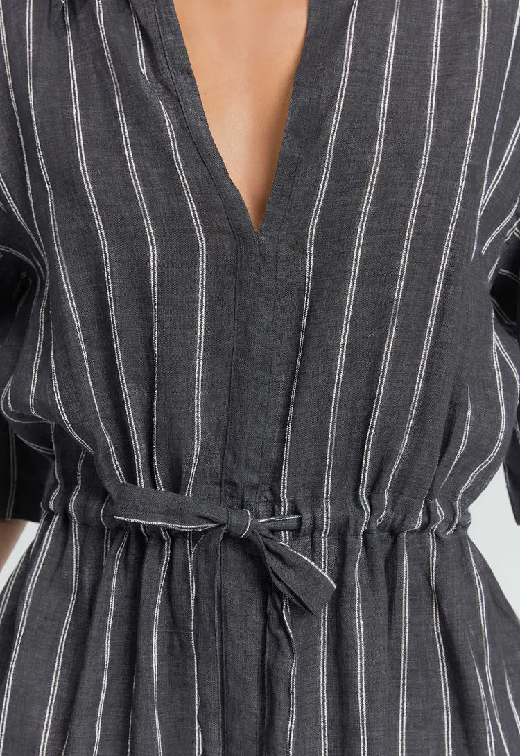 Vintage black and dusk dress- white stripe