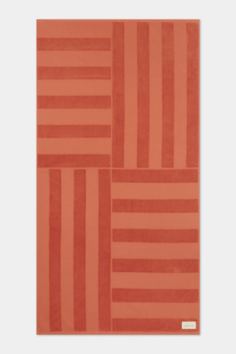 Jacquard Tile Beach Towel- papaya