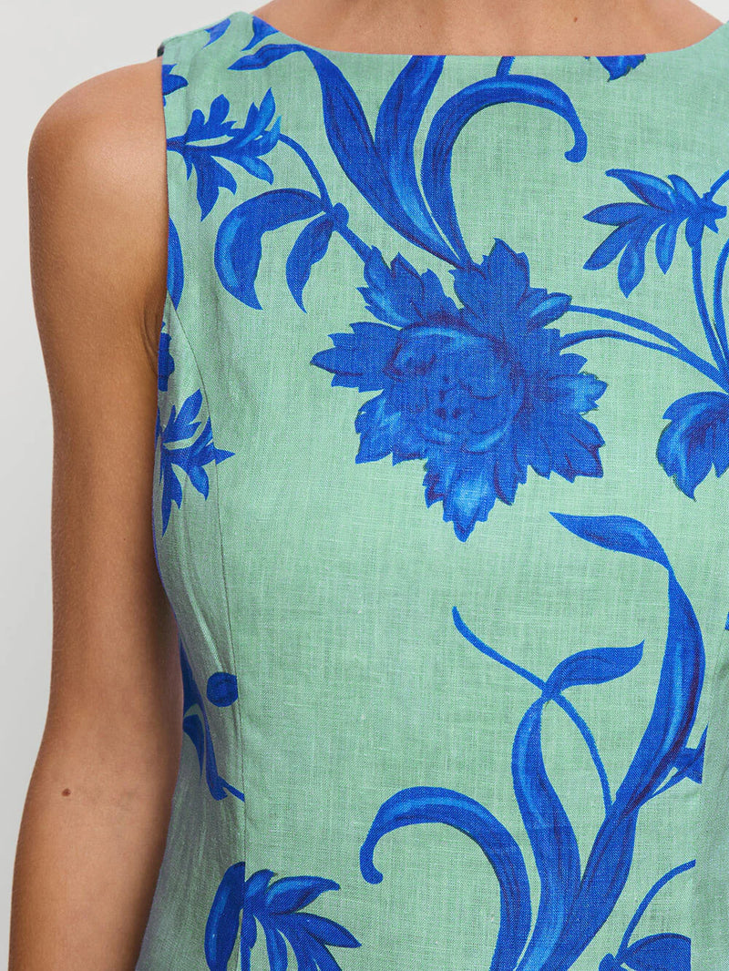 Juniper mini dress- cobalt/green