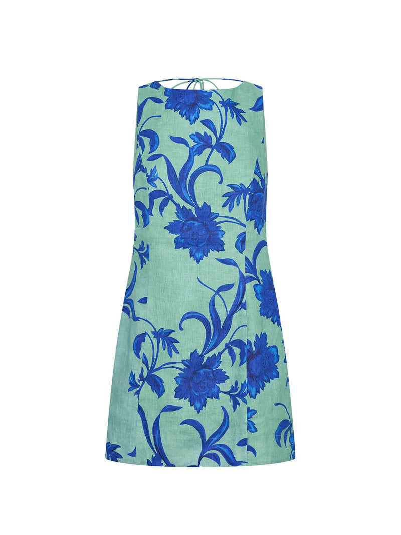 Juniper mini dress- cobalt/green