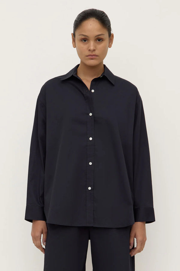 Marigold poplin shirt- true navy