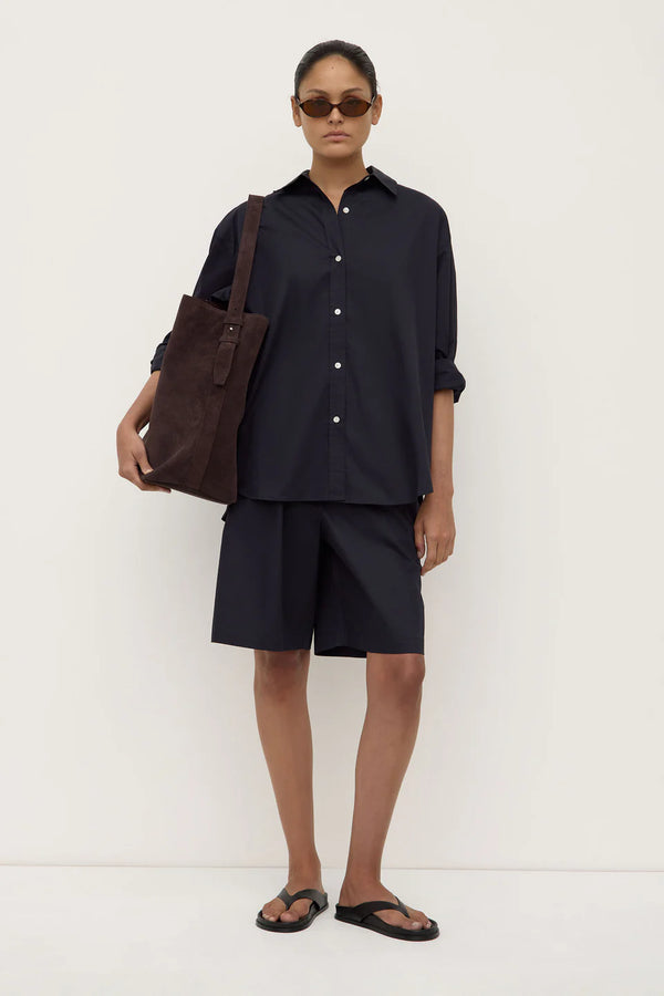 Marigold poplin shirt- true navy