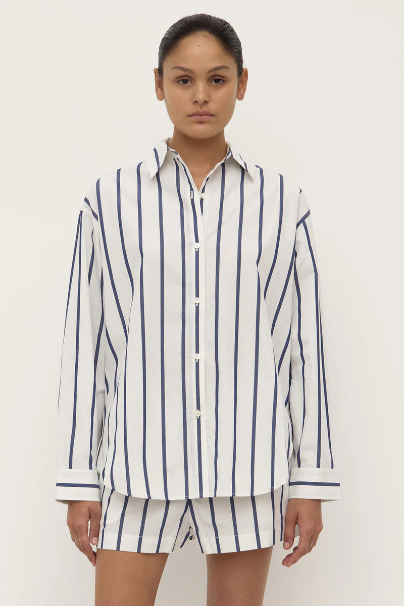 Nara stripe long sleeve- white/true navy