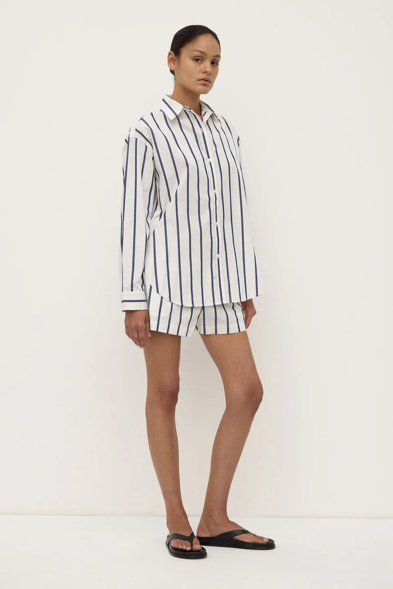 Nara stripe long sleeve- white/true navy