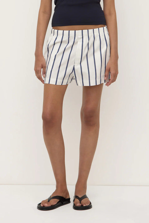 Nara stripe short- white/true navy