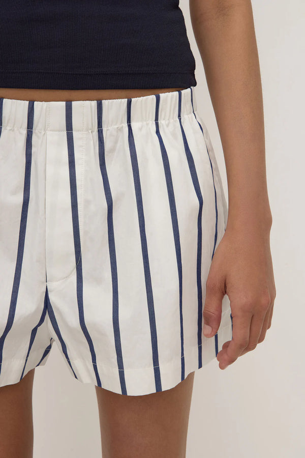 Nara stripe short- white/true navy