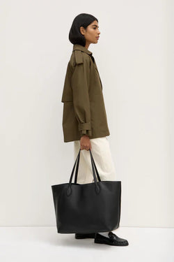 Olivia leather tote bag-black