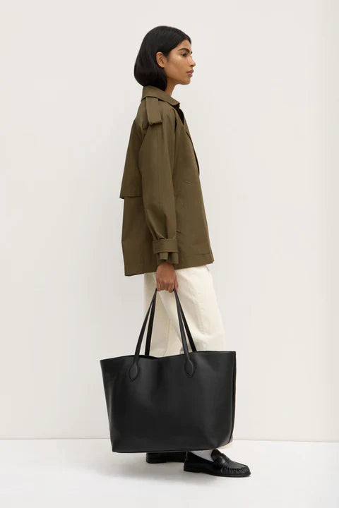 Olivia leather tote bag-black