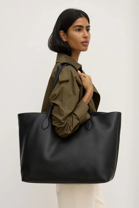 Olivia leather tote bag-black