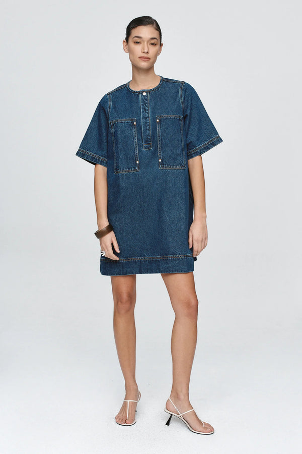 Patch pocket dress- classic blue