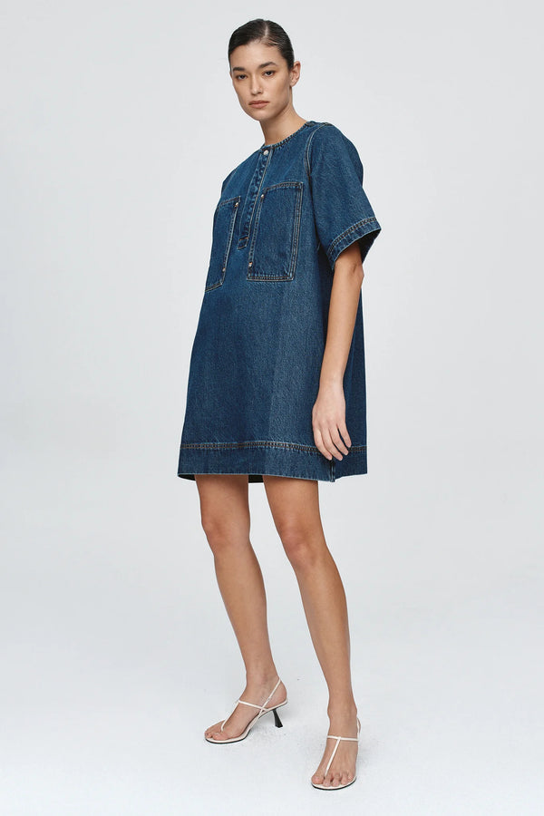 Patch pocket dress- classic blue