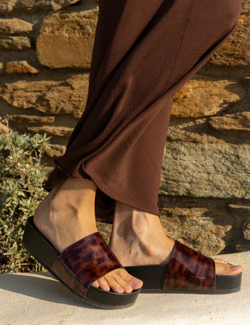 Platform animal print slides