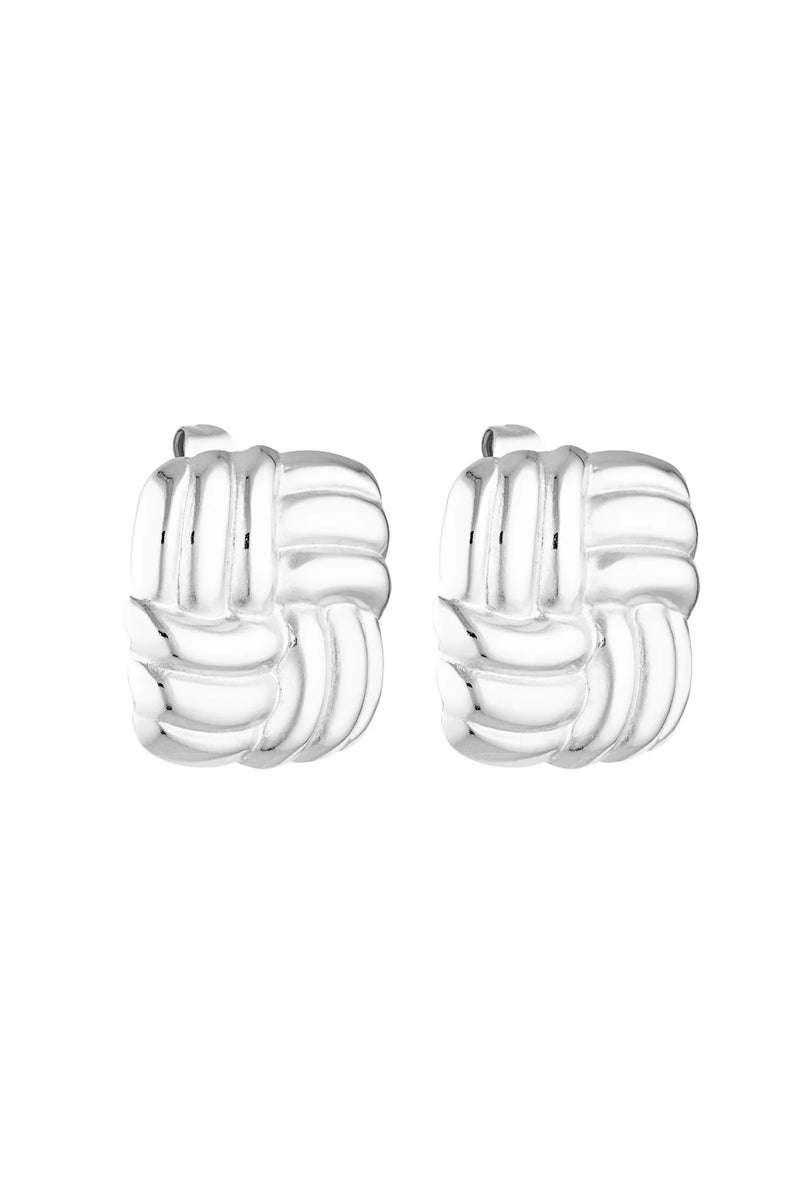 Baby cushion earrings- white gold
