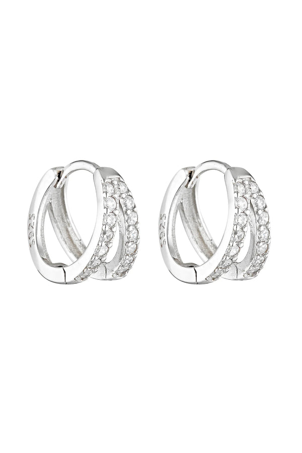 Double angel huggies- sterling silver/clear