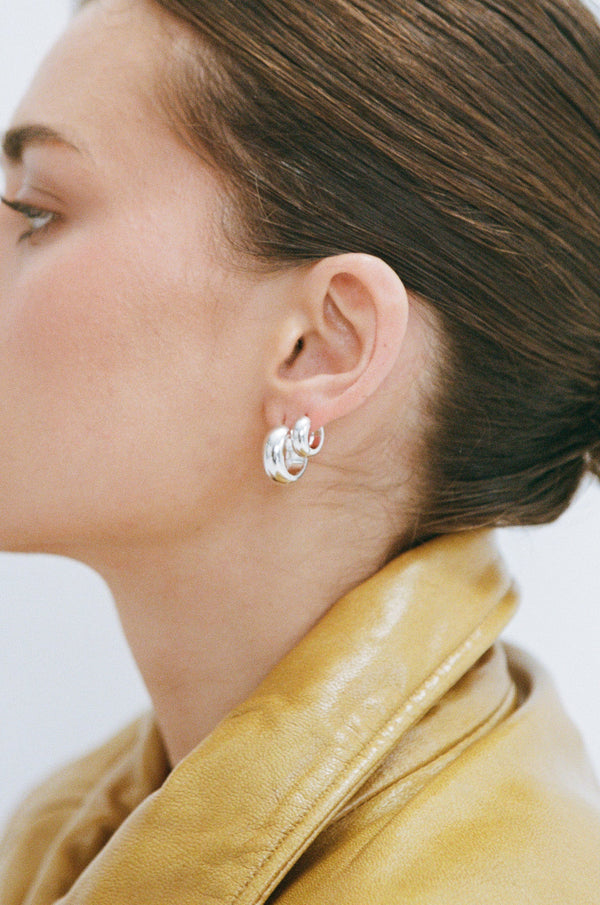 Petite thick huggies- white gold