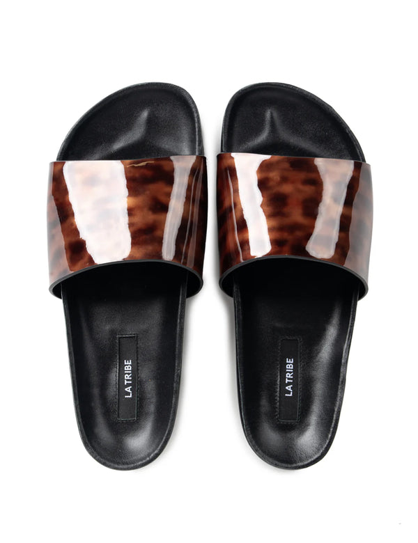 Platform animal print slides