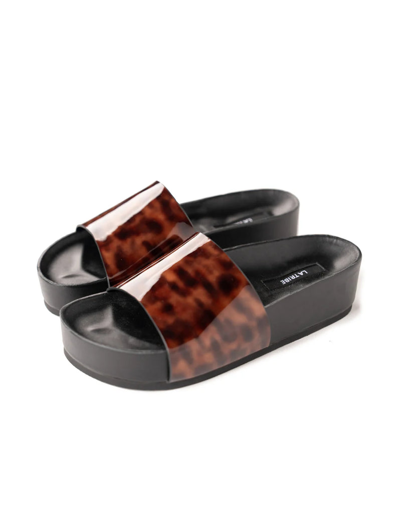 Platform animal print slides