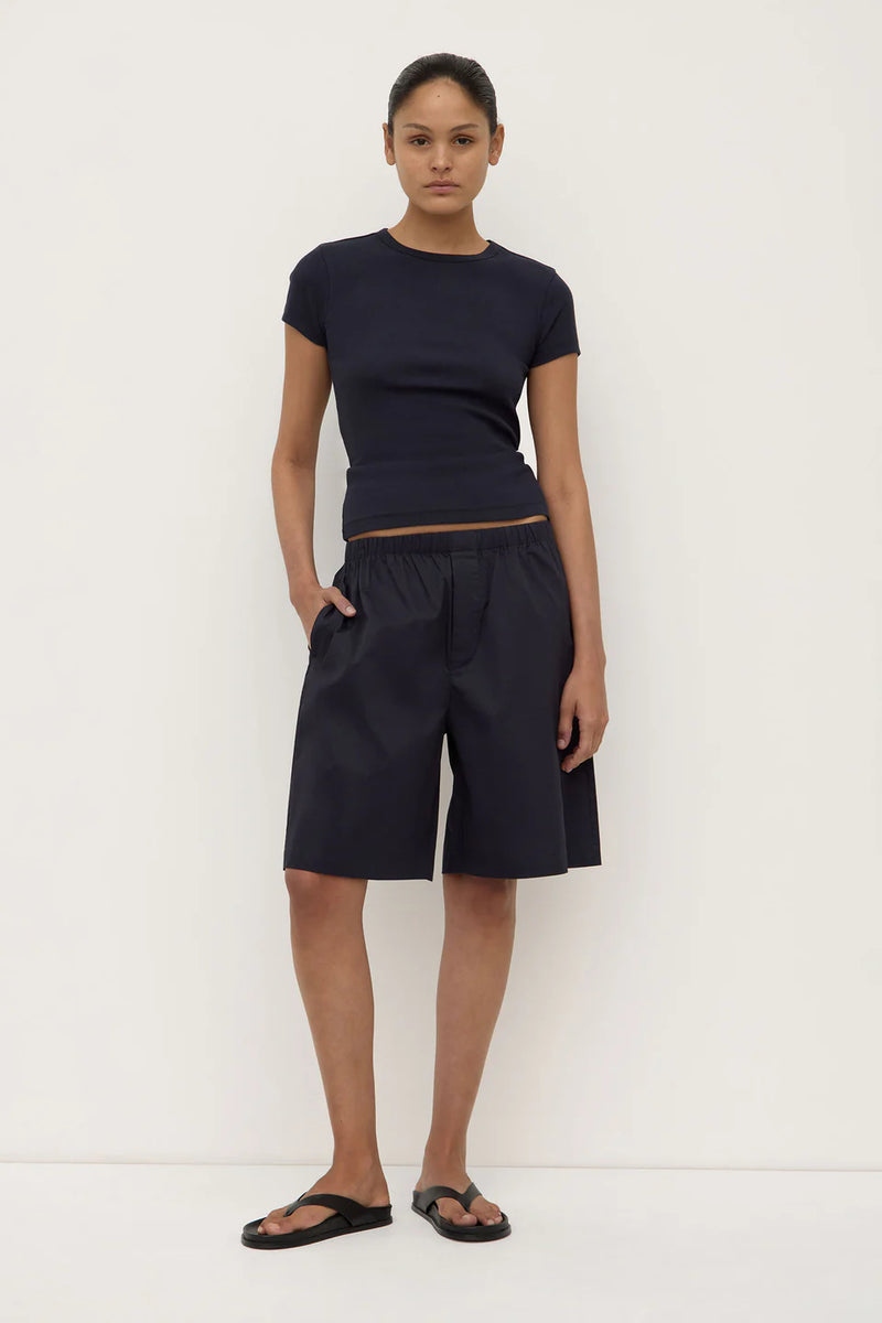 Riley poplin short- true navy