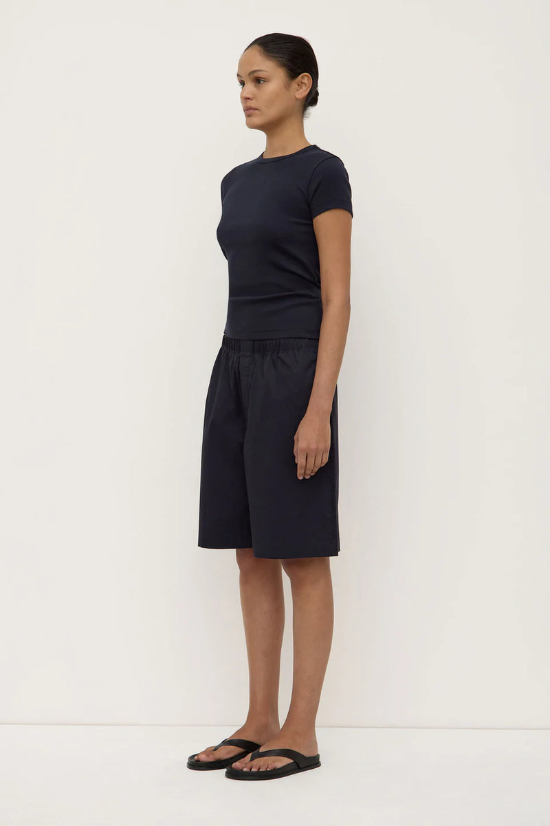 Riley poplin short- true navy