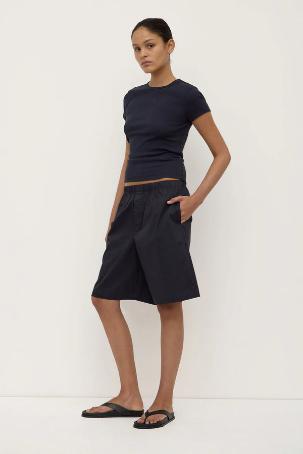 Riley poplin short- true navy