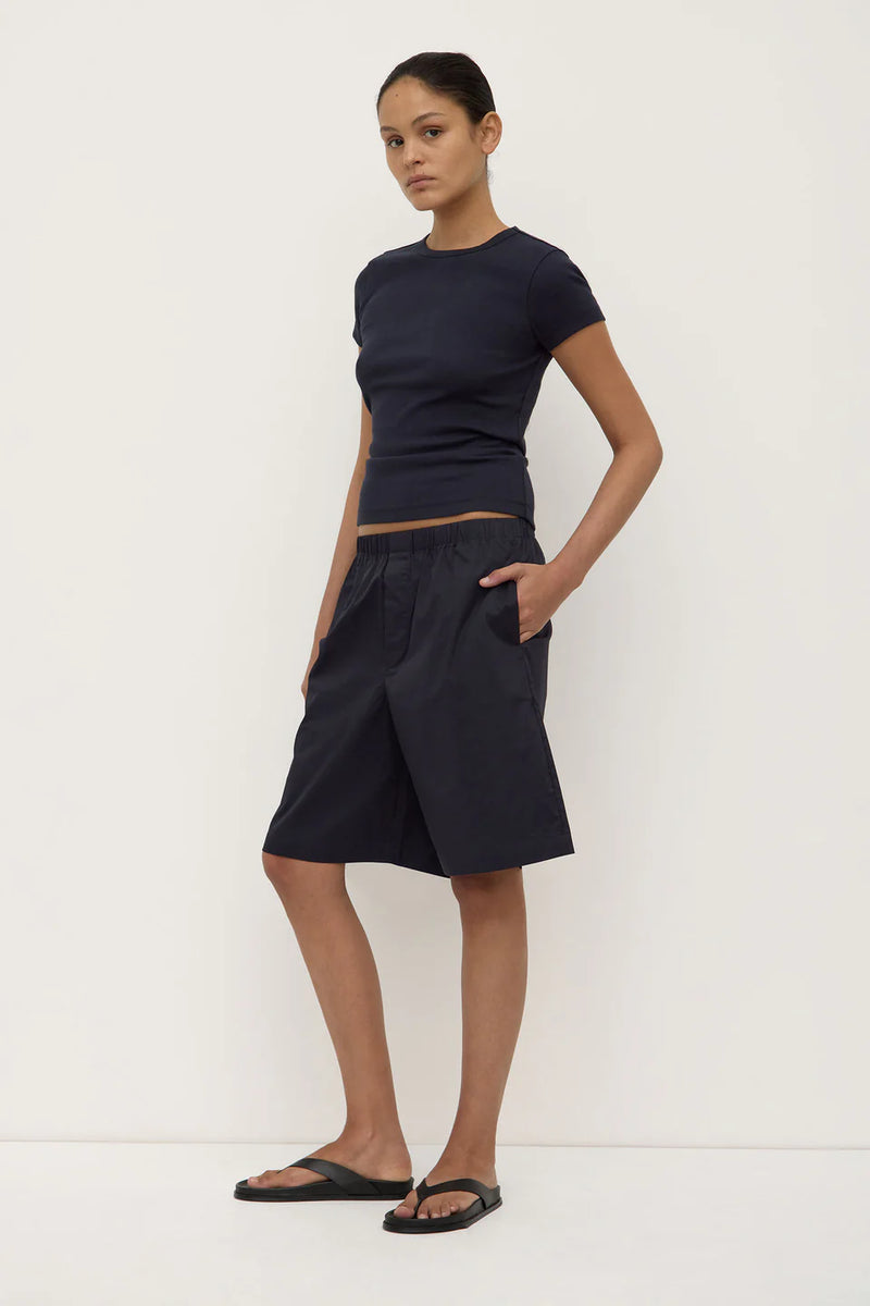 Riley poplin short- true navy