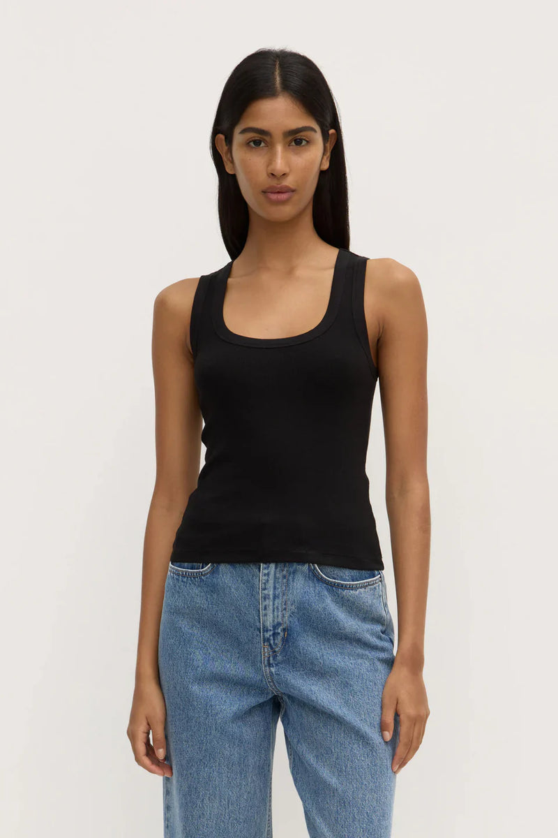 Robyn scoop neck rib tank-blk