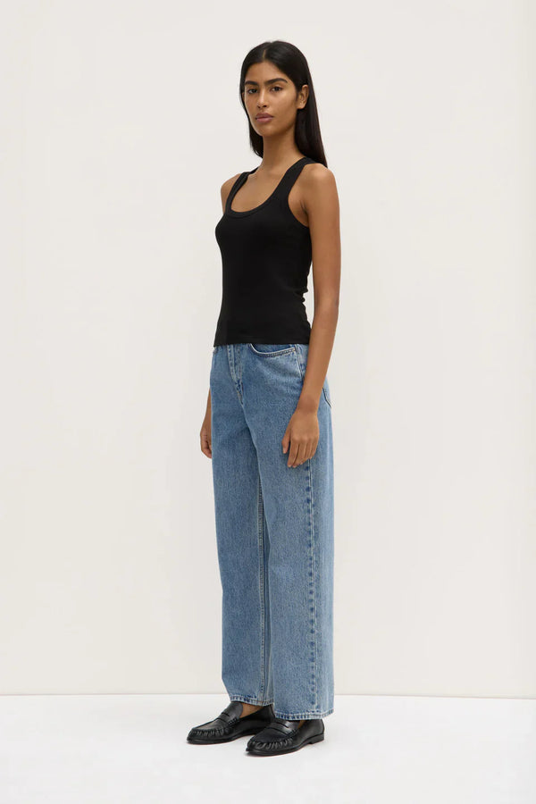 Robyn scoop neck rib tank-blk