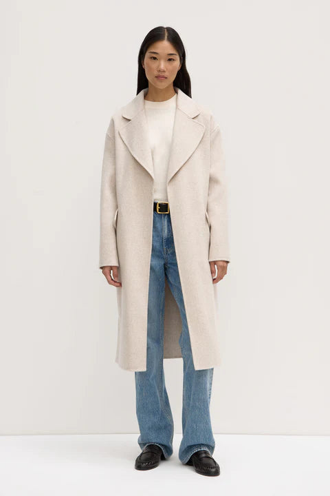 Sadie single breast wrap coat- oatmrl