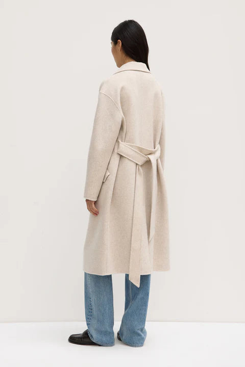 Sadie single breast wrap coat- oatmrl